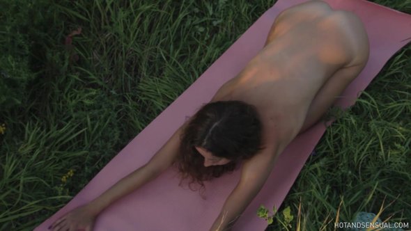 HD yoga xxx video with nude curly redhead