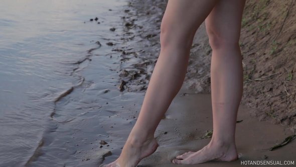 Perky russian tits walking nude and waving to tourists on a boat