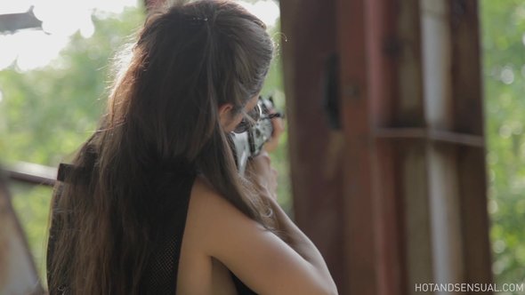 Black panty tease and shooting in army hd xvideo